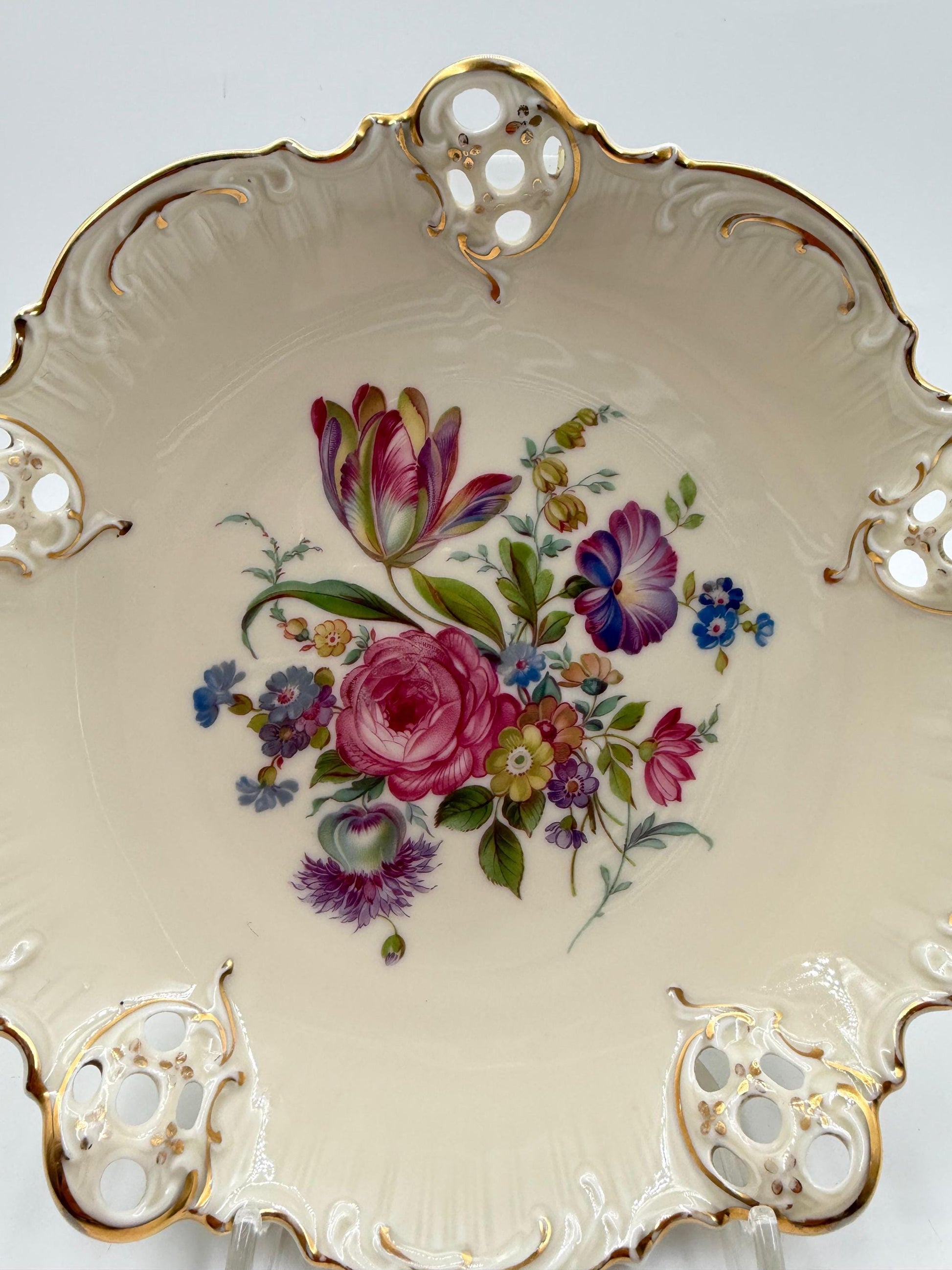 Vintage Prunkschale Moliere von Rosenthal, Elfenbein und Golddekor