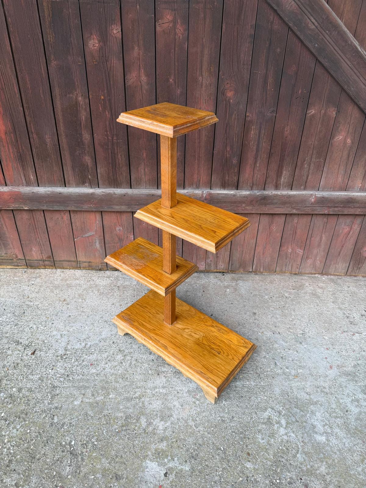 Vintage Blumenbank mittel bis dunkel Massivholz