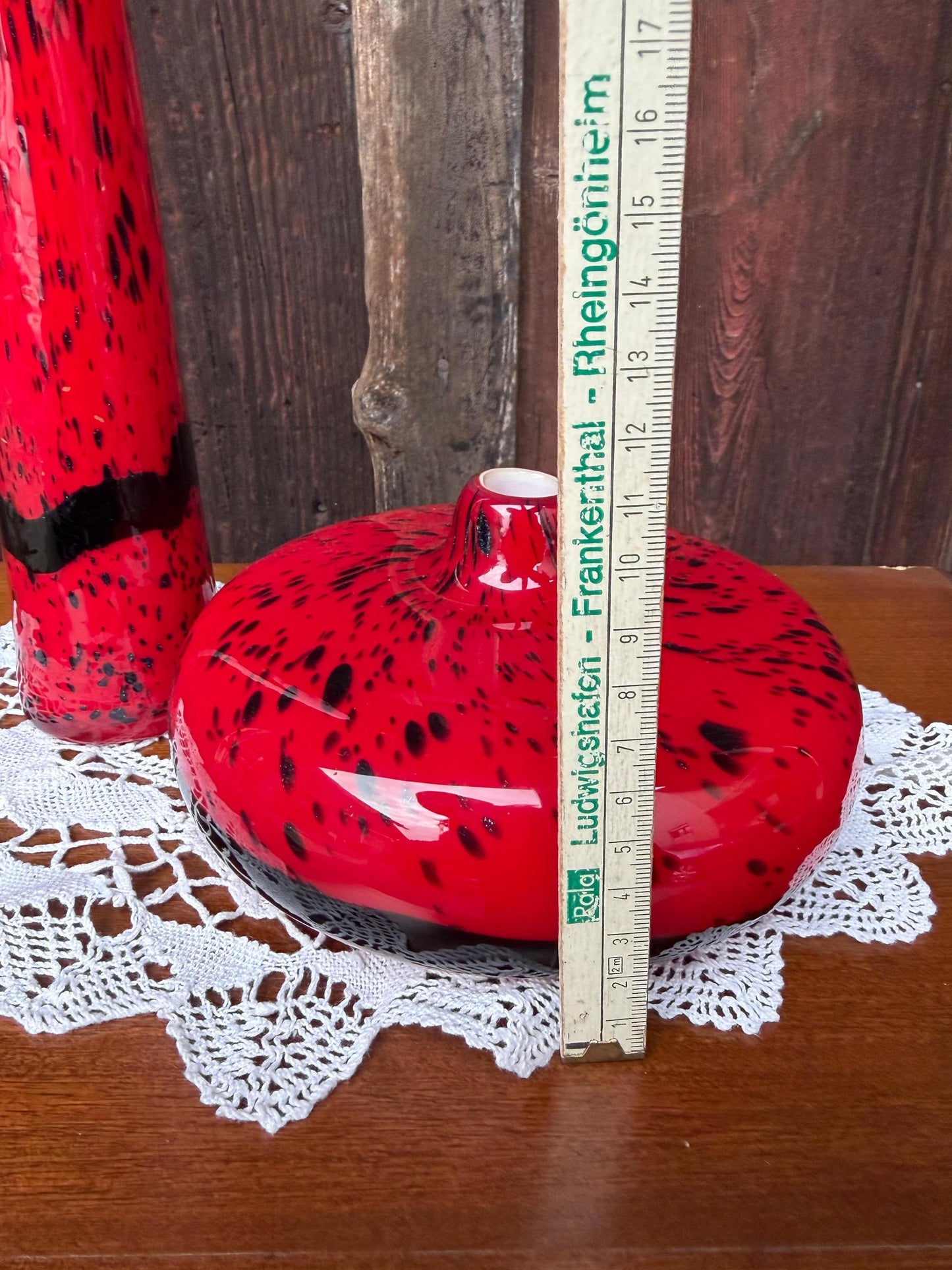Vintage Vase Murano Rot Schwarz Vintage Attribut Dekoration Glas