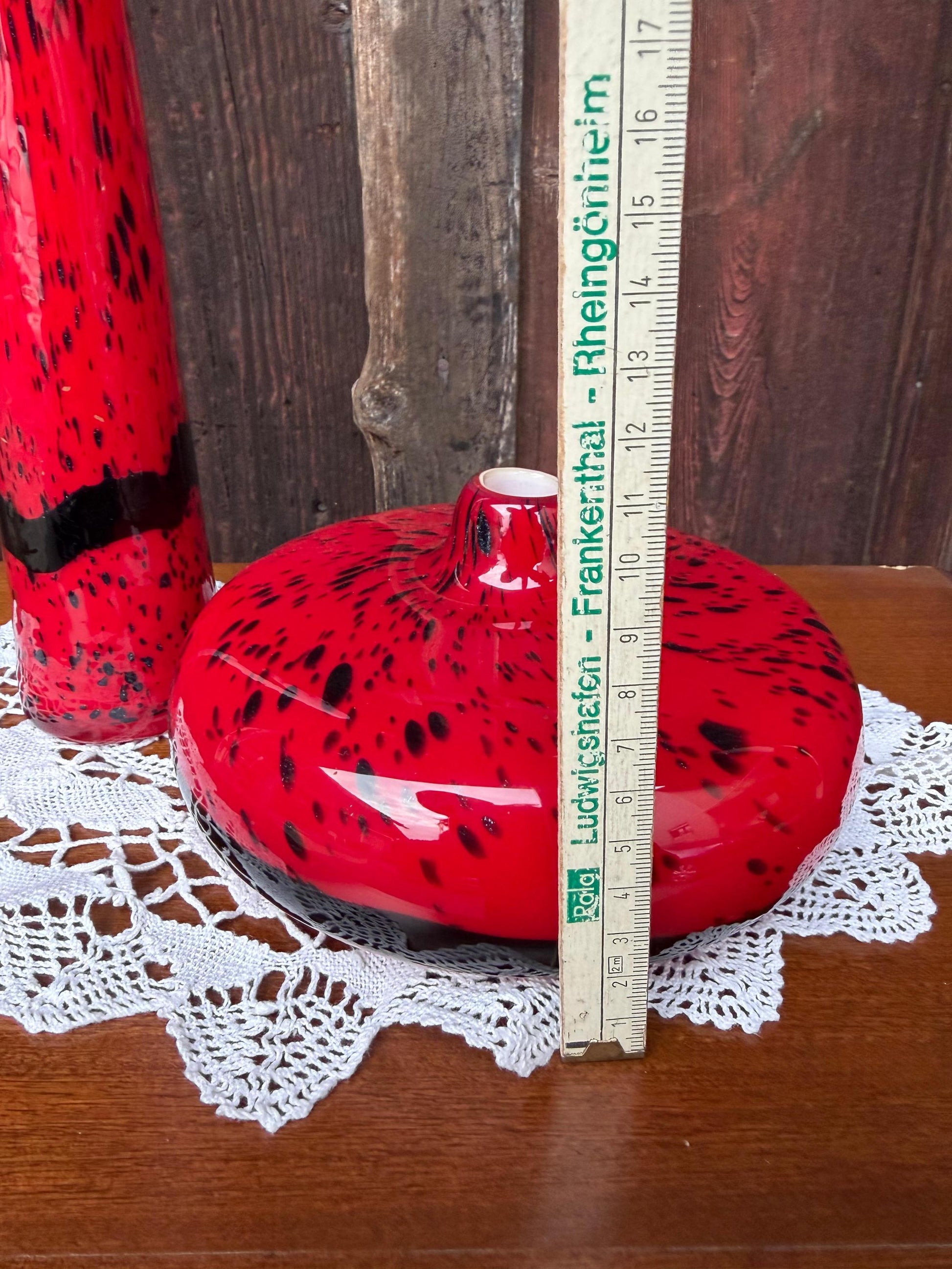 Vintage Vase Murano Rot Schwarz Vintage Attribut Dekoration Glas