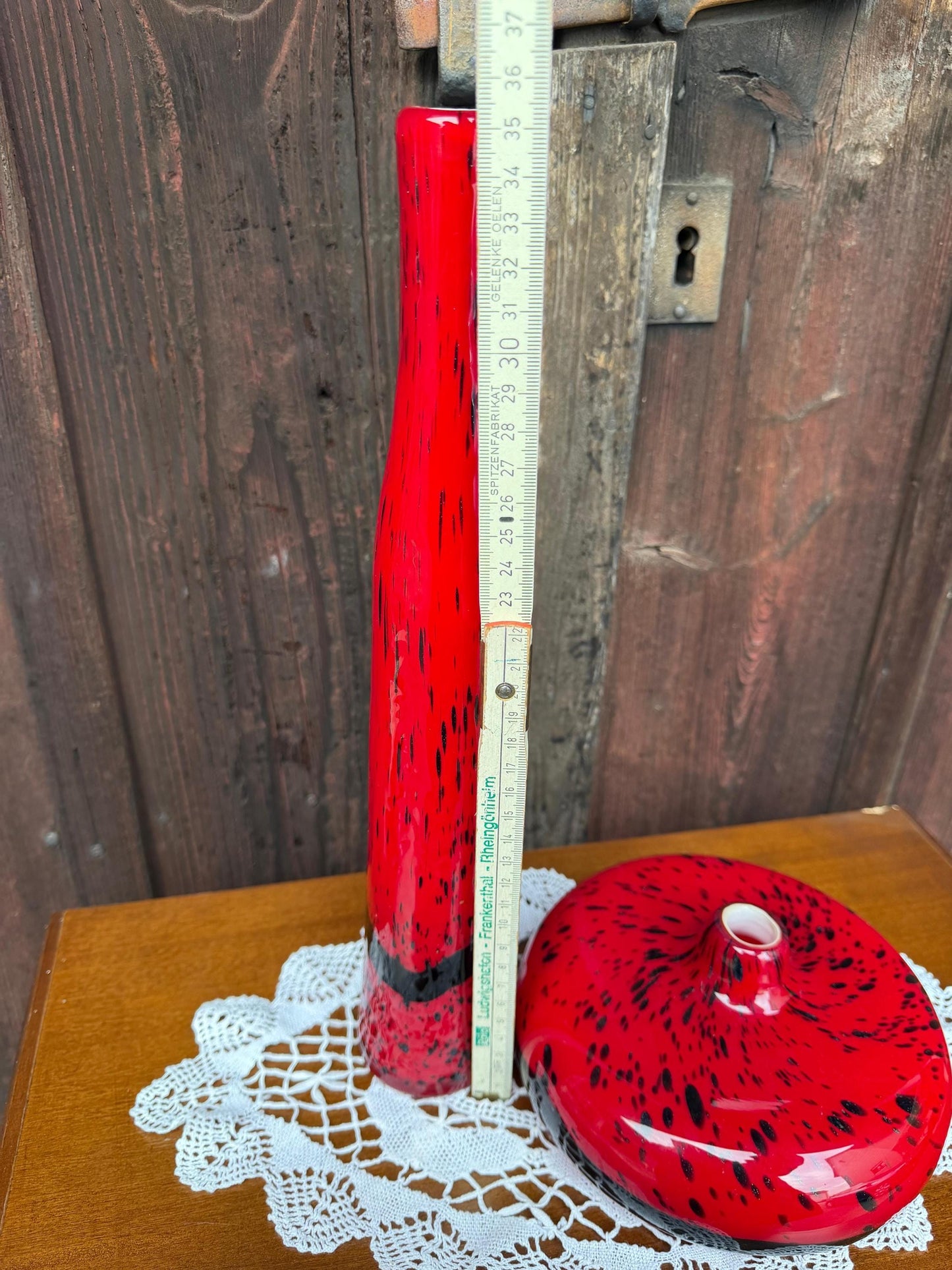Vintage Vase Murano Rot Schwarz Vintage Attribut Dekoration Glas
