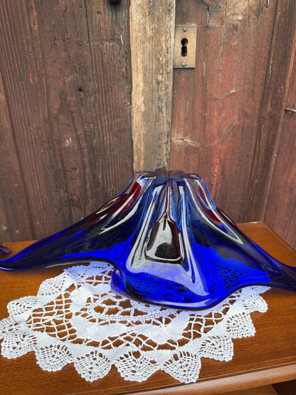 Vintage Glasschale Sommerso Murano blau rot klar riesig