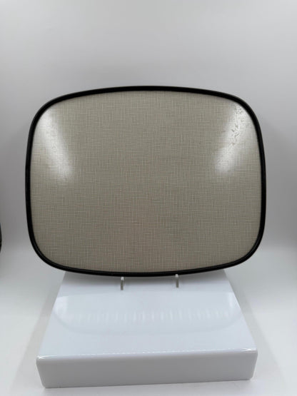 Vintage Serviertablett Gittermuster beige schwarz Metalltablett Retro Vintage-Bar Unterlage