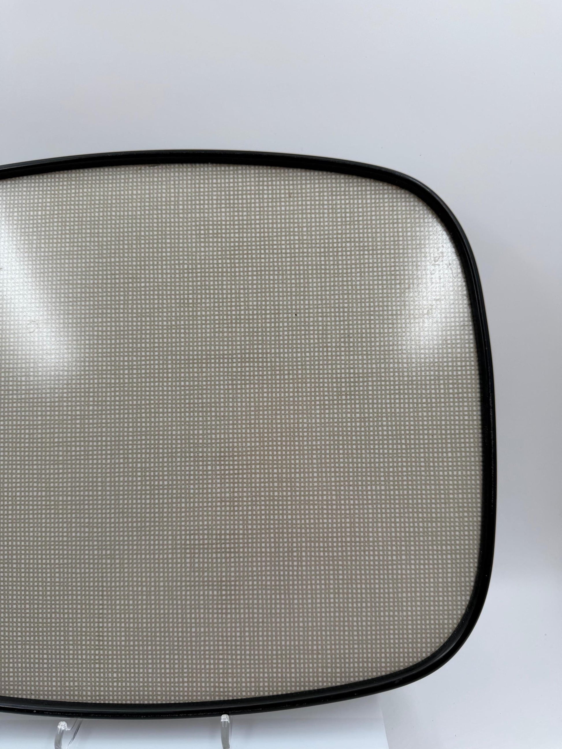 Vintage Serviertablett Gittermuster beige schwarz Metalltablett Retro Vintage-Bar Unterlage