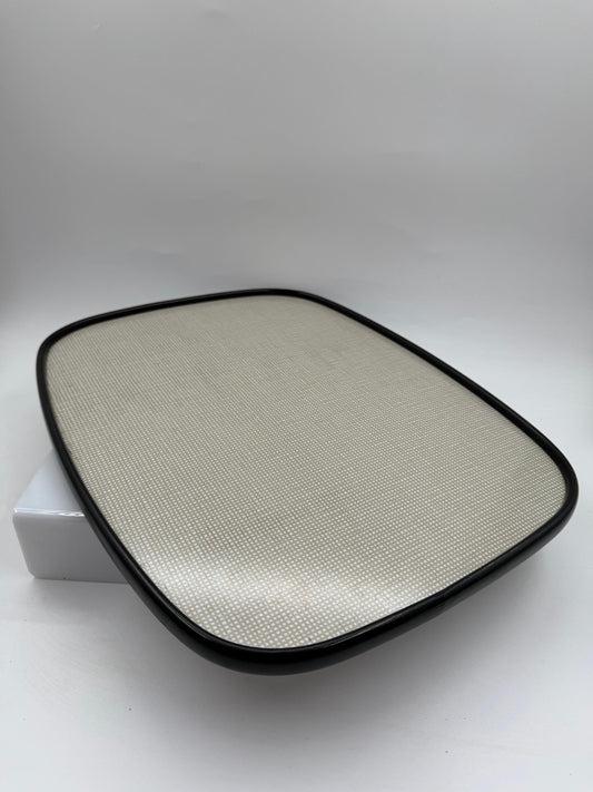 Vintage Serviertablett Gittermuster beige schwarz Metalltablett Retro Vintage-Bar Unterlage