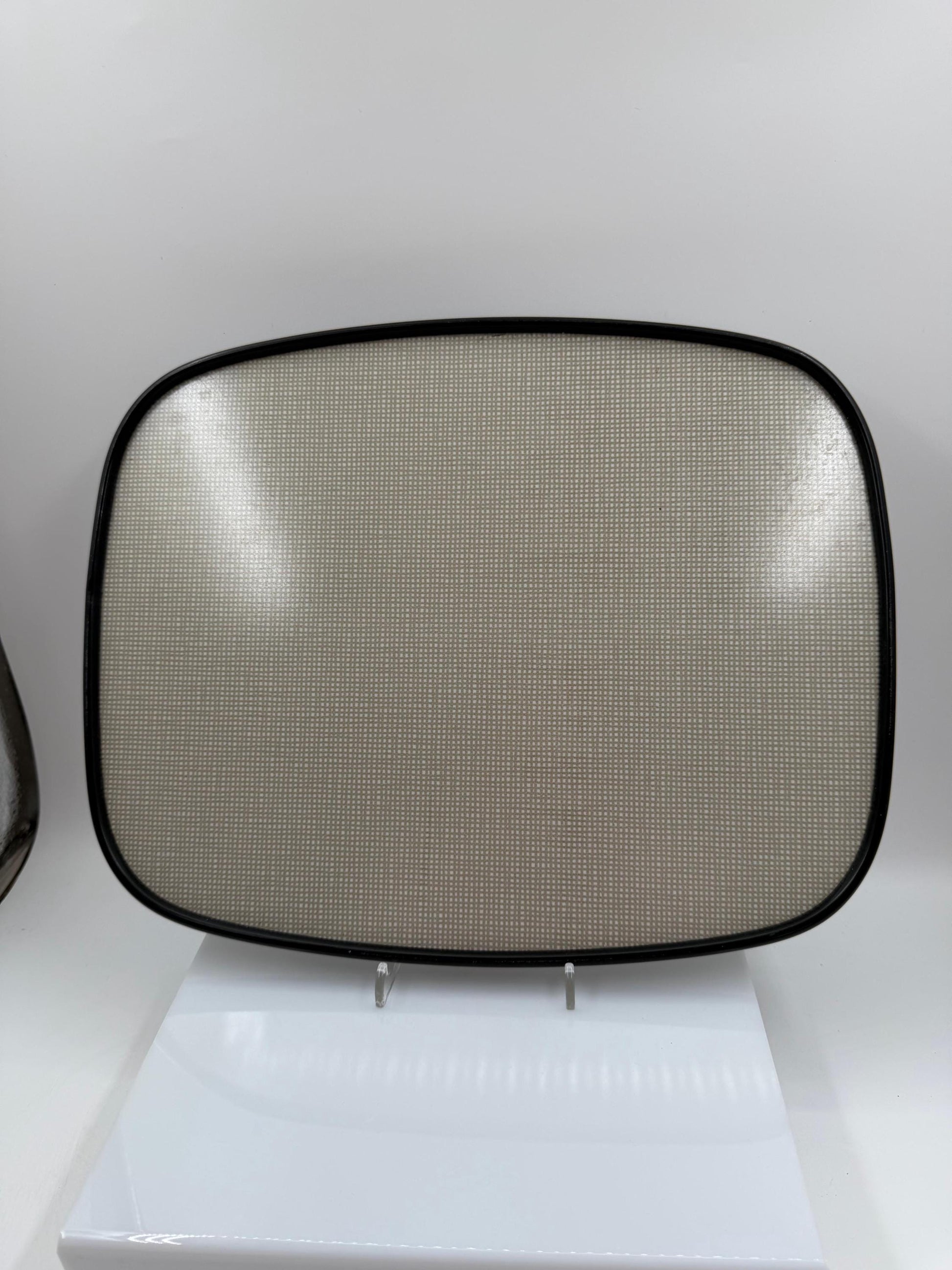 Vintage Serviertablett Gittermuster beige schwarz Metalltablett Retro Vintage-Bar Unterlage