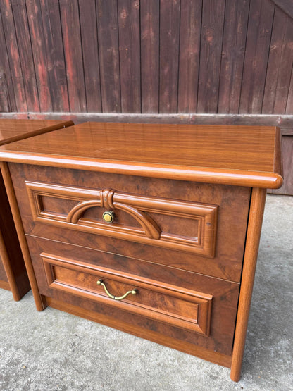Vintage Nachtschrank Set von 2 mit Schubladen Teak Optik