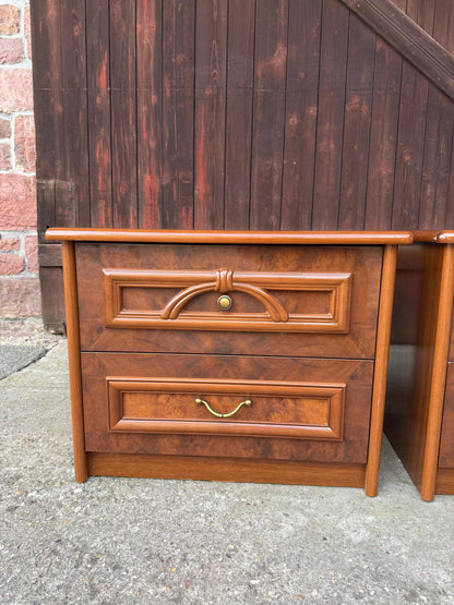 Vintage Nachtschrank Set von 2 mit Schubladen Teak Optik
