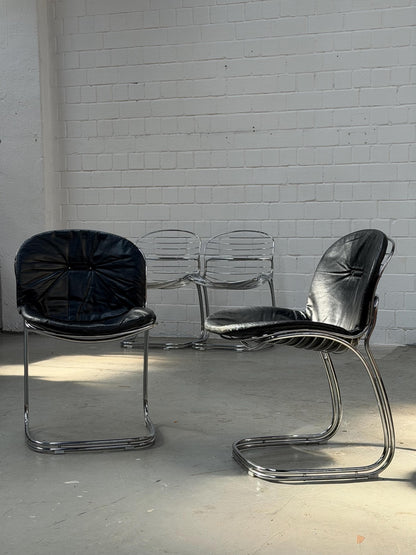 Vintage Sessel Sabrina von Giorgio Rinaldi für Rima Chrom, Schwarz
