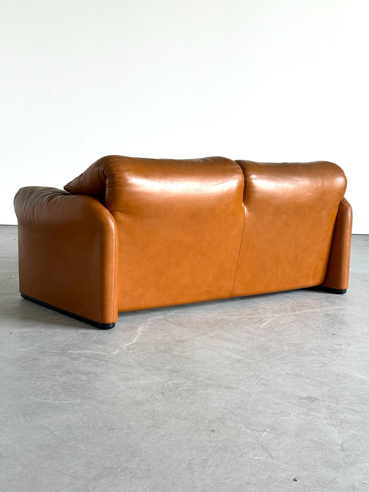 Vintage Sofa Maralunga von Vico Magistretti für Cassina cognacbraun Leder