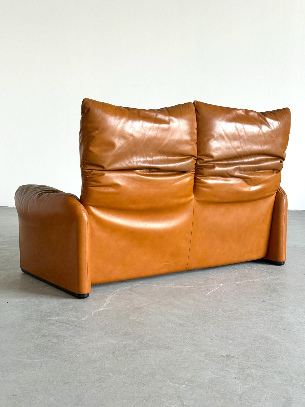 Vintage Sofa Maralunga von Vico Magistretti für Cassina cognacbraun Leder