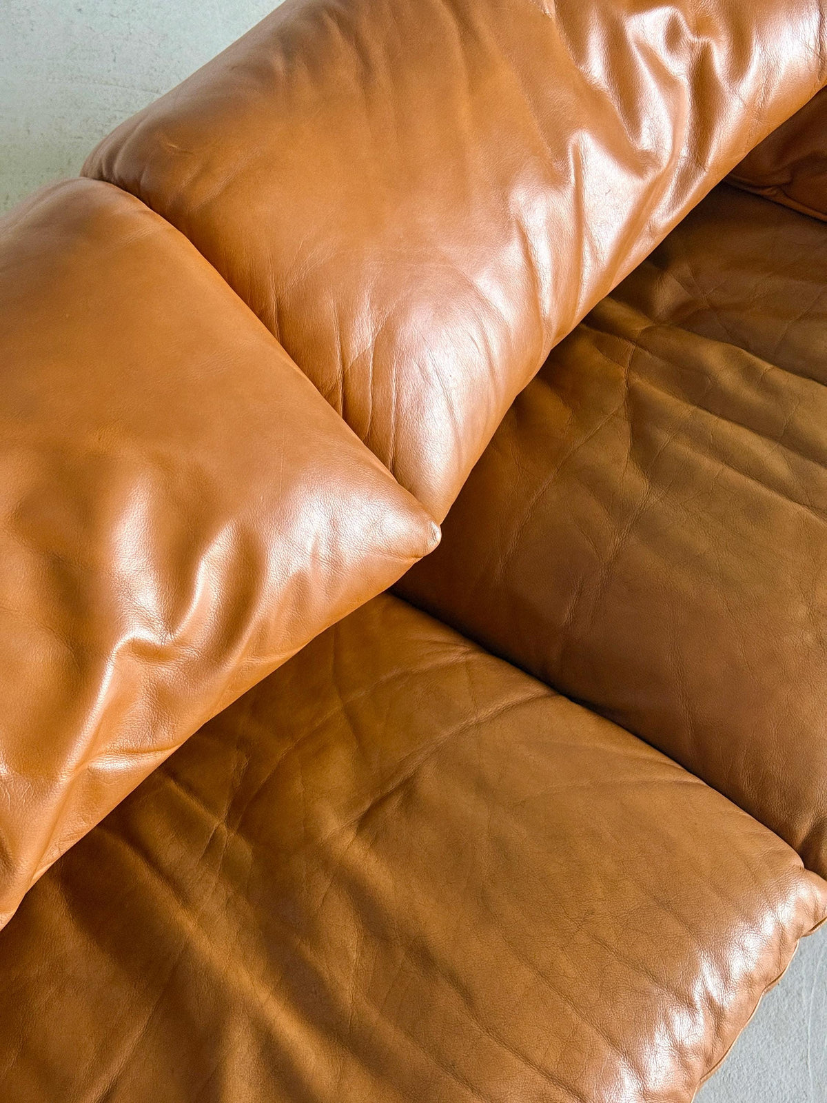Vintage Sofa Maralunga von Vico Magistretti für Cassina cognacbraun Leder