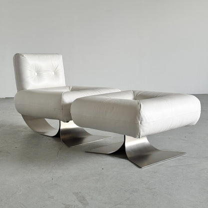 Vintage Lounge Chair Alta von Oscar Niemeyer für Mobilier International, Weißes Leder