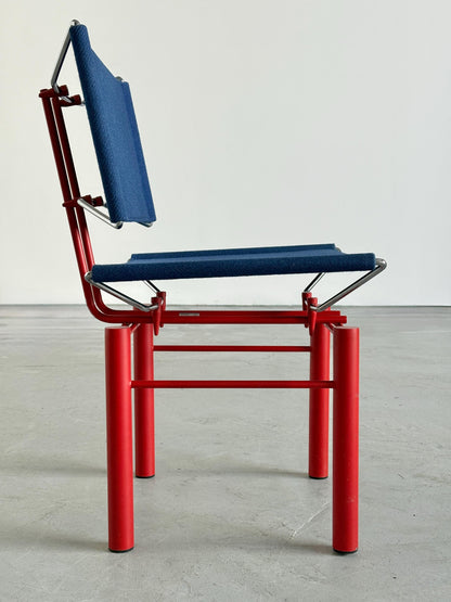 Vintage Stuhl '8600' von Hans Ulrich Bitsch für Kusch+Co Rot Chrom Dunkelblau