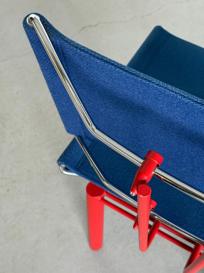 Vintage Stuhl '8600' von Hans Ulrich Bitsch für Kusch+Co Rot Chrom Dunkelblau