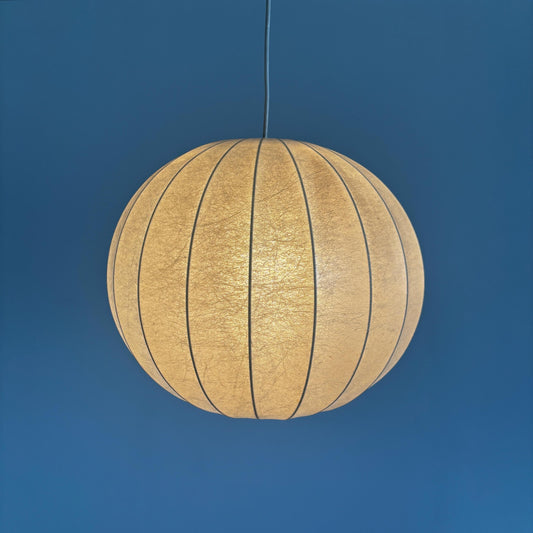 Vintage Pendelleuchte im Stil von Achille Castiglioni cremeweiß warmweiß Harz