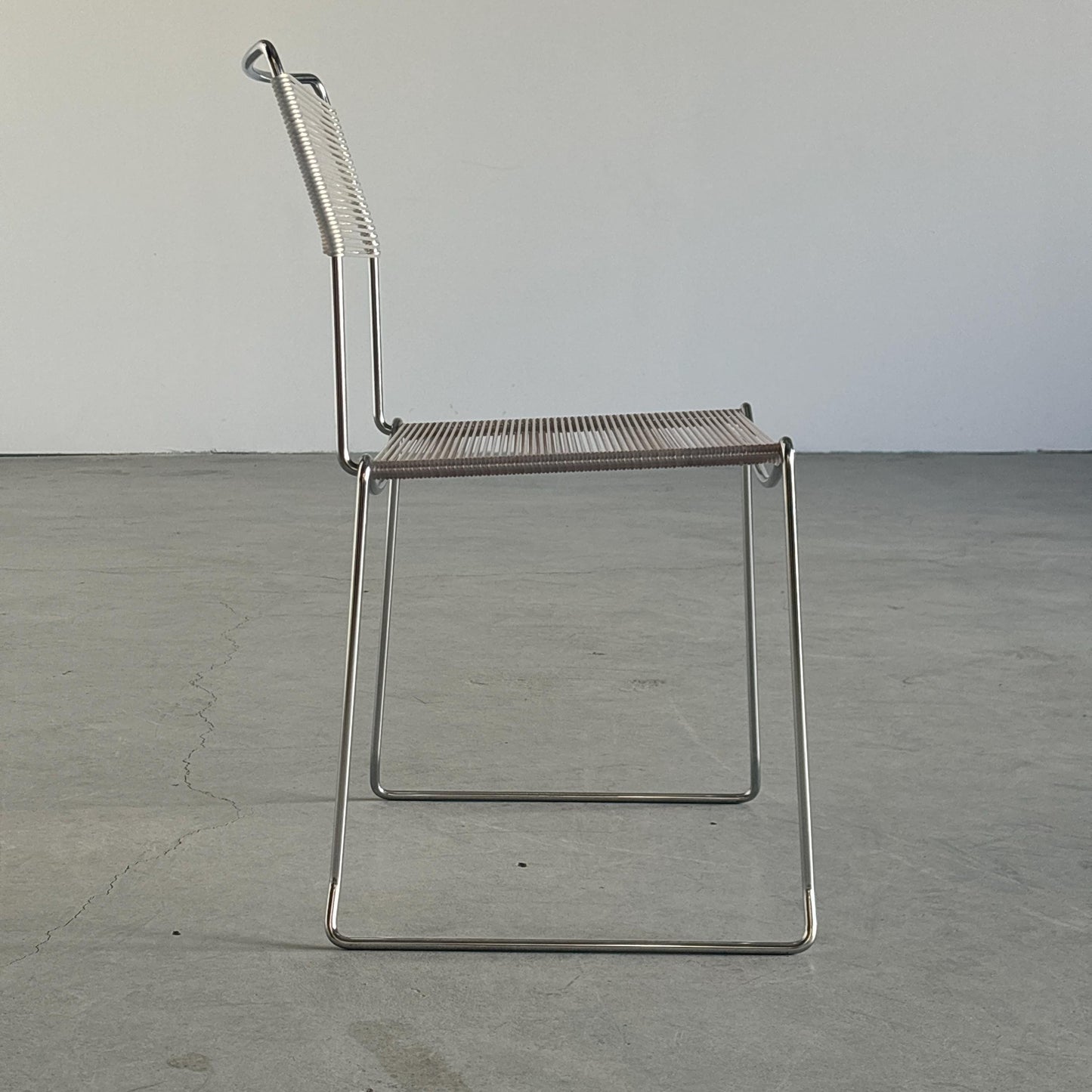 Vintage Esszimmerstuhl Spaghetti von Giandomenico Belotti für Fly Line, Chrom, PVC leicht violett