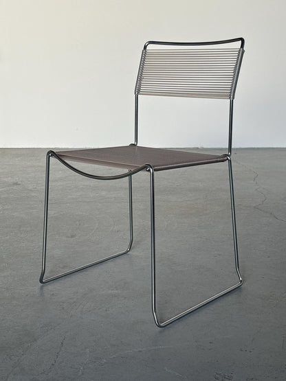 Vintage Esszimmerstuhl Spaghetti von Giandomenico Belotti für Fly Line, Chrom, PVC leicht violett