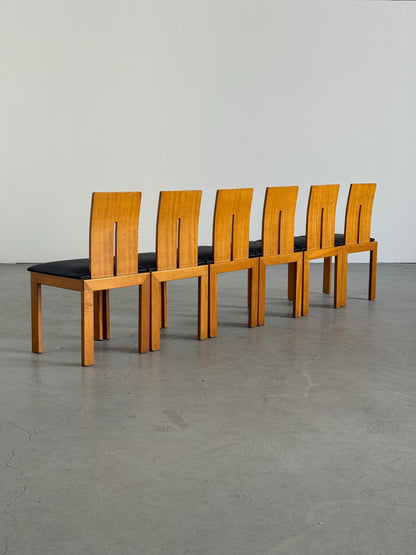 Vintage Stuhl Set von 6 im Stil von Carlo Scarpa für Italien, schwarz
