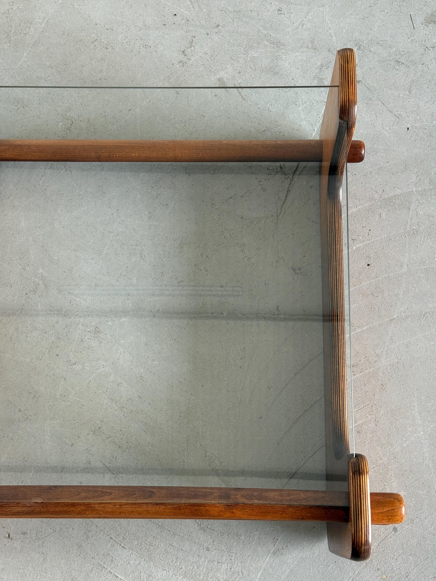 Vintage Couchtisch Kiefernsperrholz und Glas naturklar Kiefernsperrholz Glas klar Holz natur