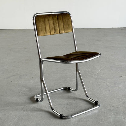 Vintage Freischwinger Stuhl von Arflex für Arflex dunkelgrün chrom
