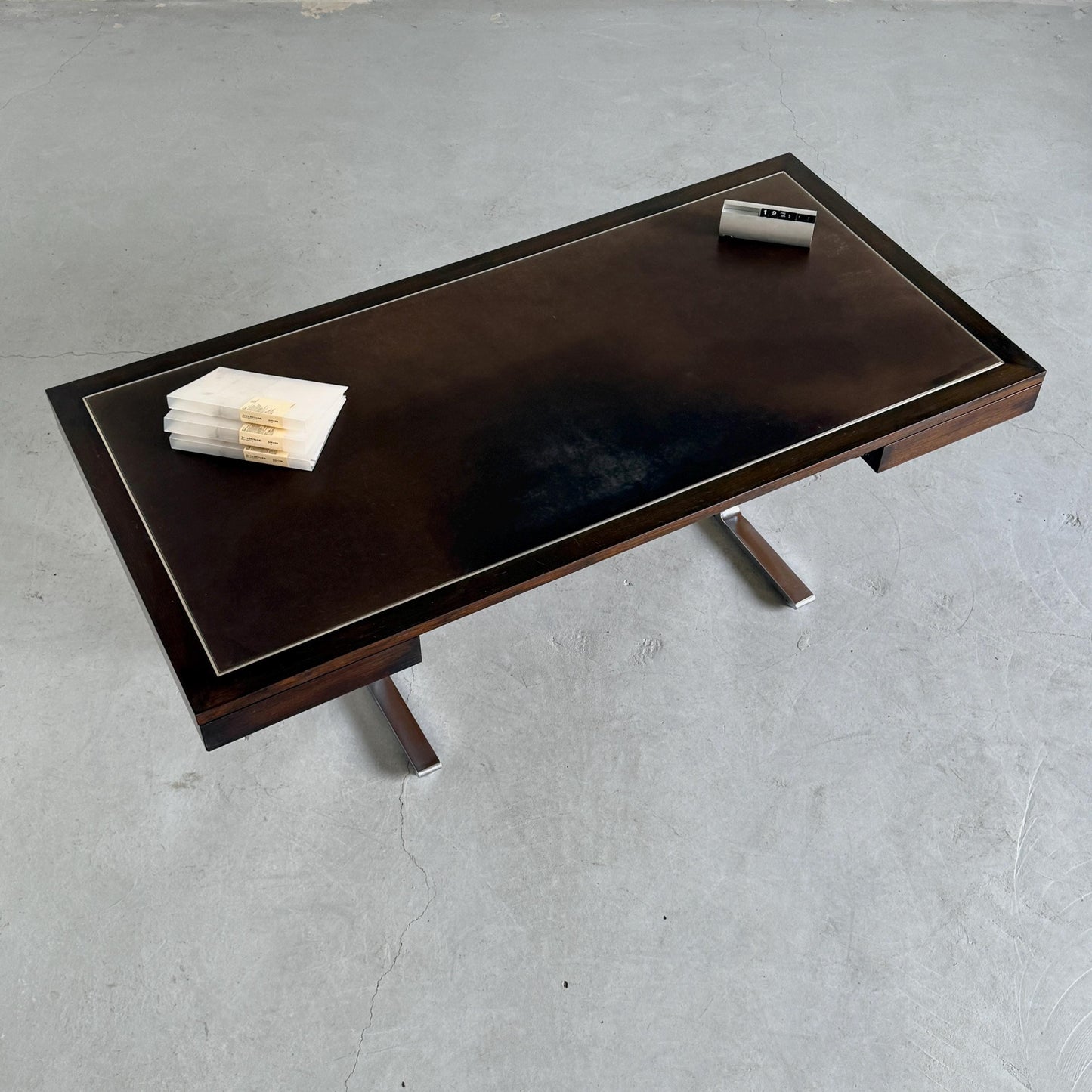 Vintage Schreibtisch für Walter Knoll Teak Leder Stahl