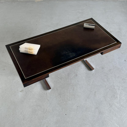 Vintage Schreibtisch für Walter Knoll Teak Leder Stahl