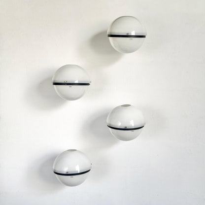 Vintage Set von 4 Wandleuchte Globe von Harvey Guzzini für Guzzini Opal
