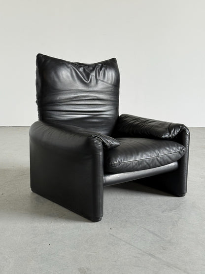 Vintage Sitzset Maralunga von Vico Magistretti für Cassina, schwarz