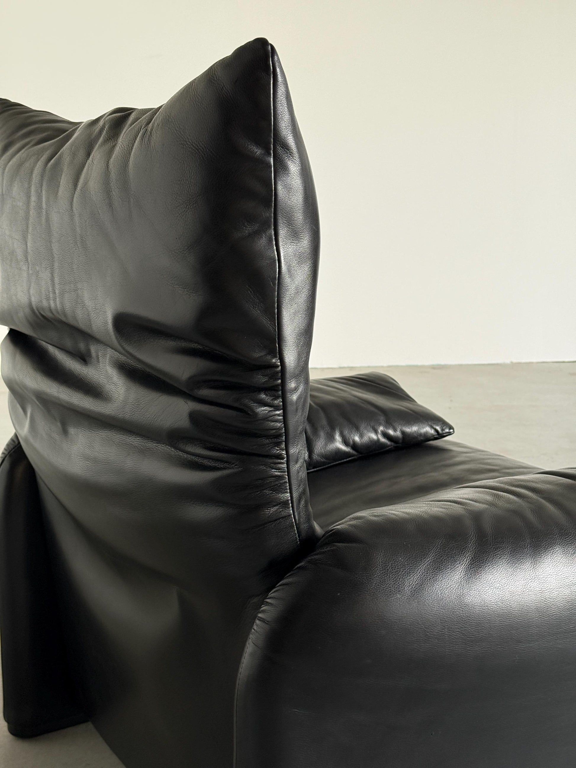 Vintage Sitzset Maralunga von Vico Magistretti für Cassina, schwarz