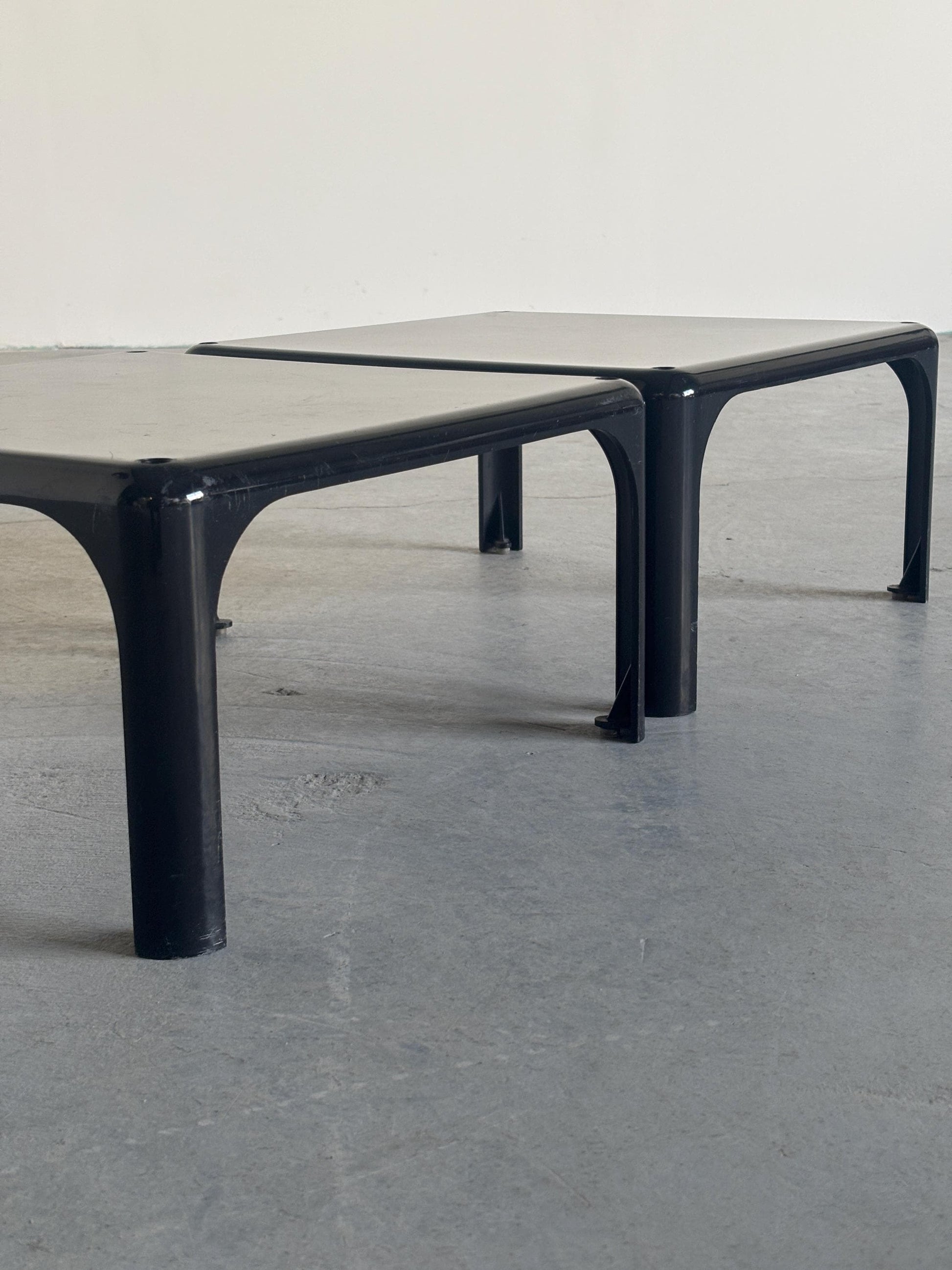 Vintage Set von 2 Beistelltisch Demetrio 45 von Vico Magistretti für Artemide Milano, schwarz