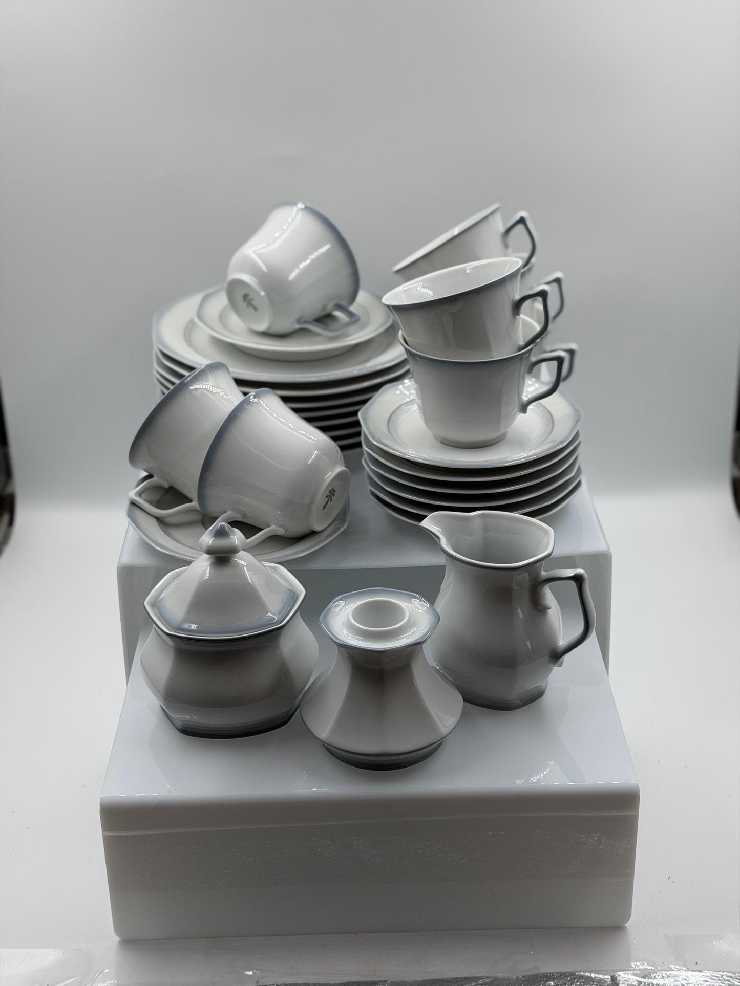 Vintage Kaffeeservice von Winterling Marktleuthen für 8 Personen 29-teilig Weiß Porzellan