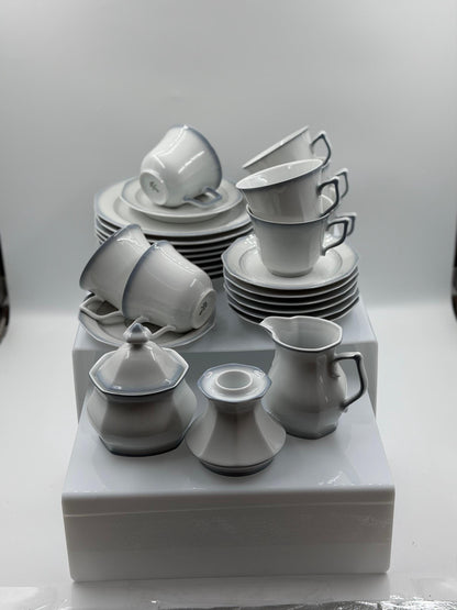 Vintage Kaffeeservice von Winterling Marktleuthen für 8 Personen 29-teilig Weiß Porzellan