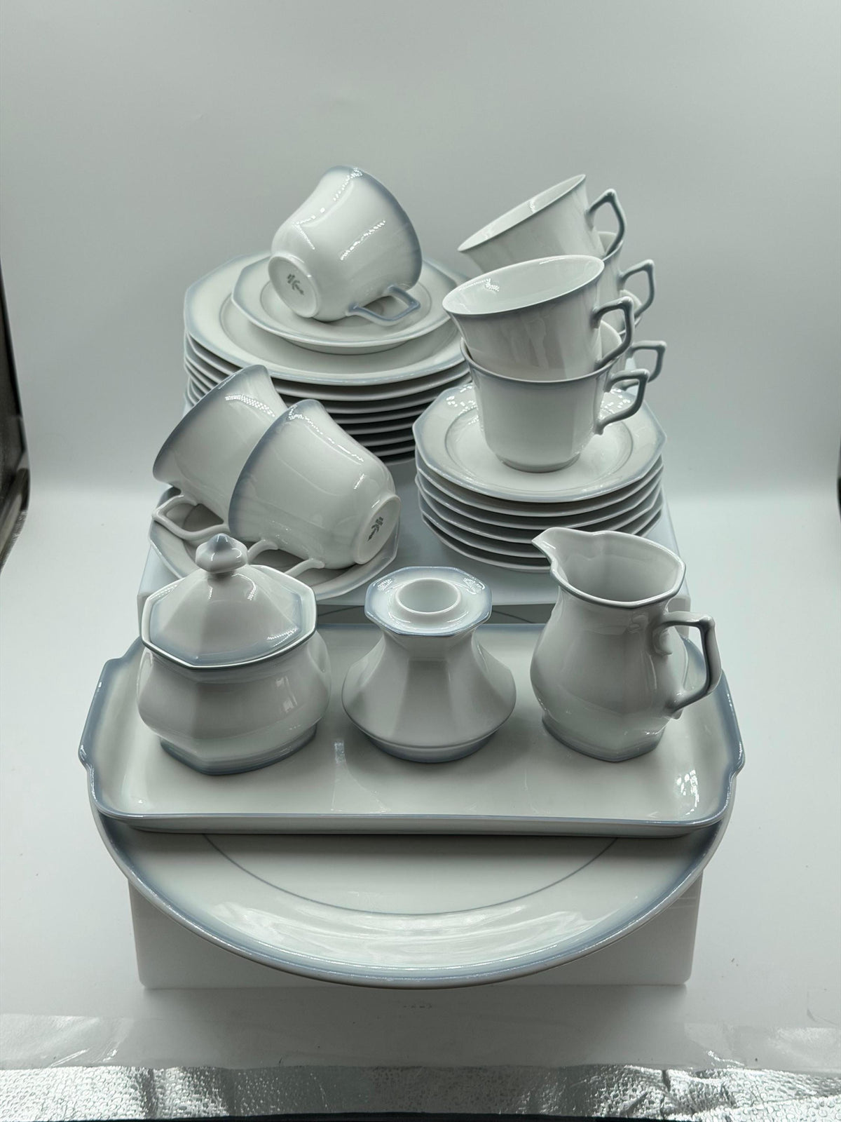 Vintage Kaffeeservice von Winterling Marktleuthen für 8 Personen 29-teilig Weiß Porzellan