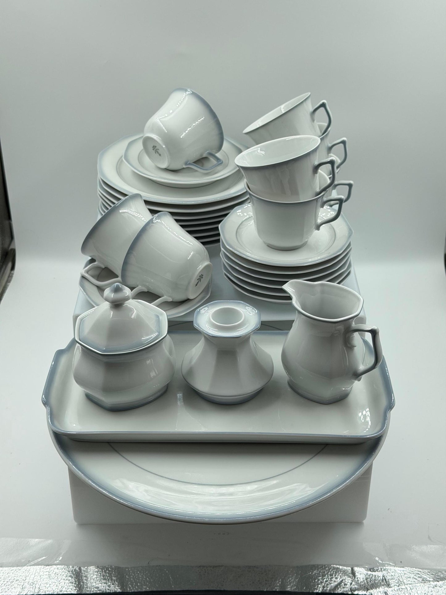 Vintage Kaffeeservice von Winterling Marktleuthen für 8 Personen 29-teilig Weiß Porzellan