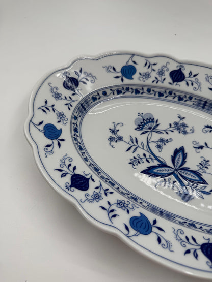 Vintage Servierteller Marienbad Ingres Weiß Zwiebelmuster oval groß blau weiß Porzellan