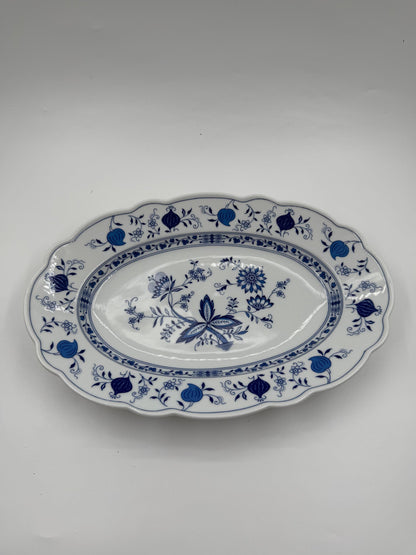 Vintage Servierteller Marienbad Ingres Weiß Zwiebelmuster oval groß blau weiß Porzellan