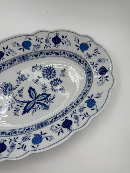 Vintage Servierteller Marienbad Ingres Weiß Zwiebelmuster oval groß blau weiß Porzellan
