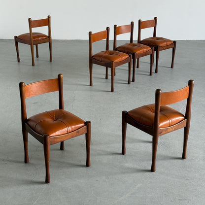 Vintage Set von 6 Esszimmerstuhl Modell 620 von Silvio Coppola für Bernini braun