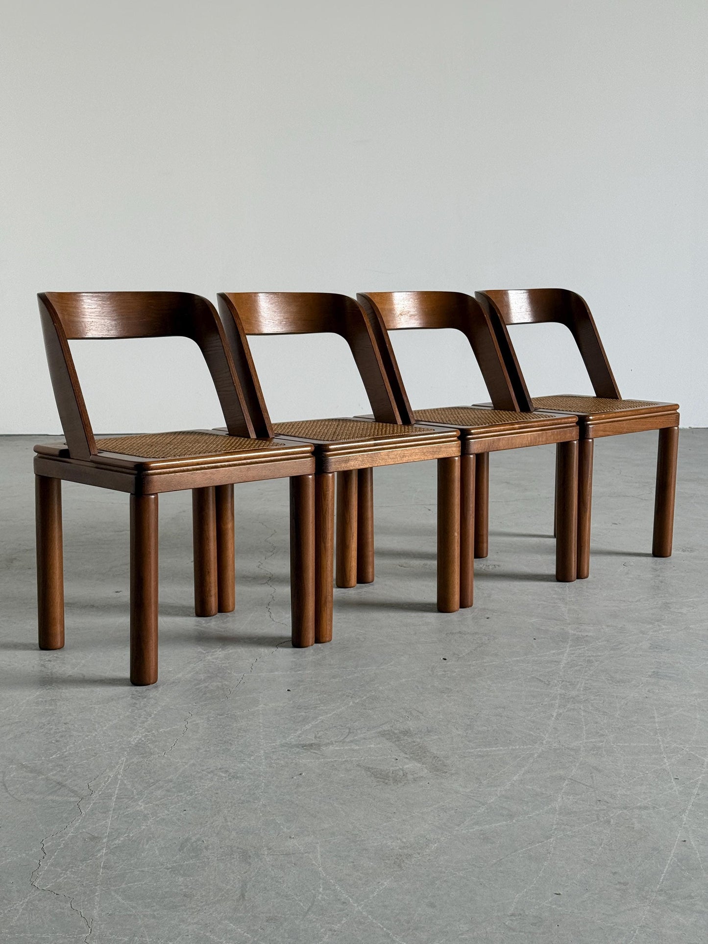 Vintage Set von 4 Esszimmerstuhl von RB Rossana für RB Rossana Esche Wiener Geflecht