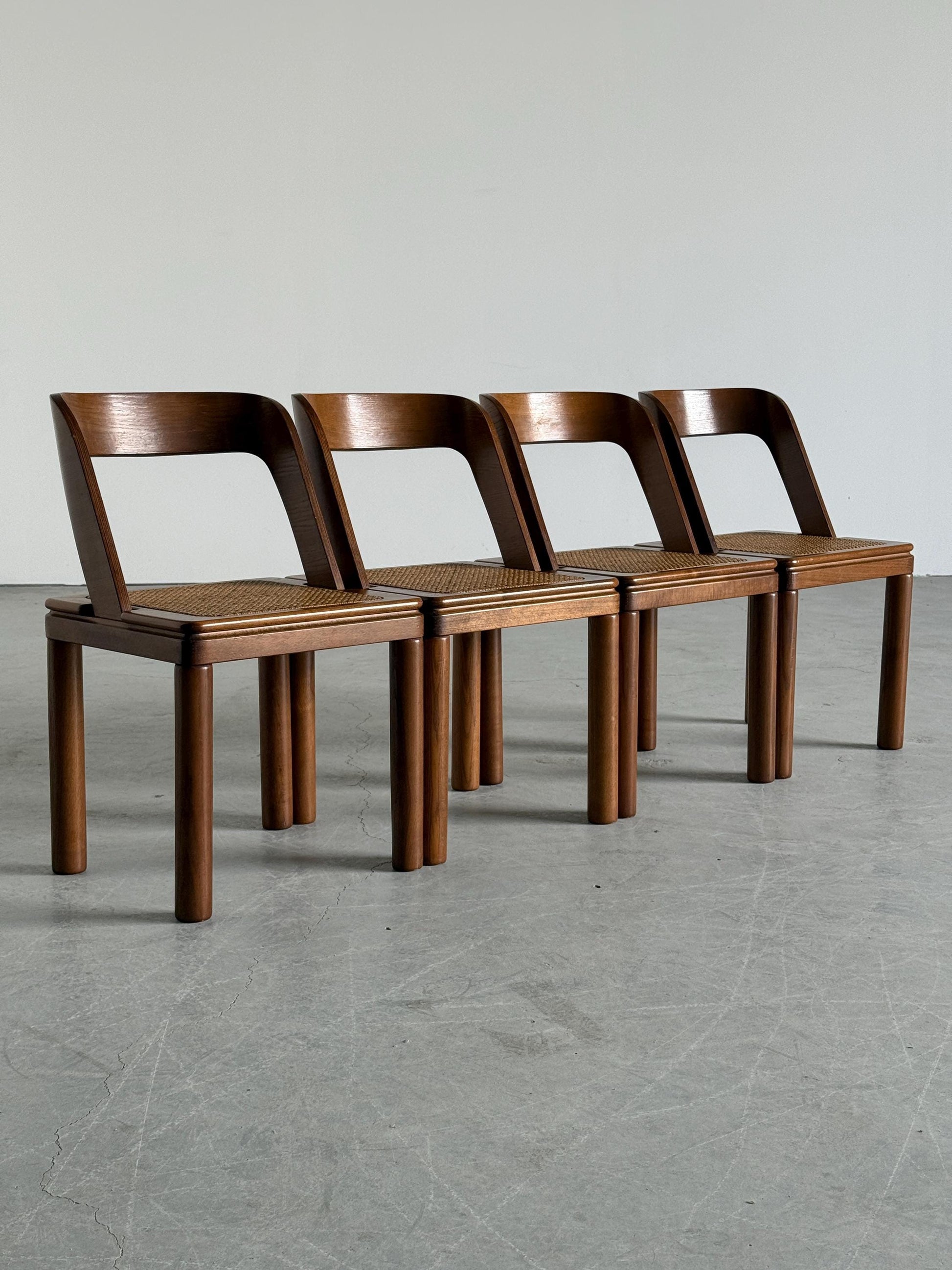 Vintage Set von 4 Esszimmerstuhl von RB Rossana für RB Rossana Esche Wiener Geflecht