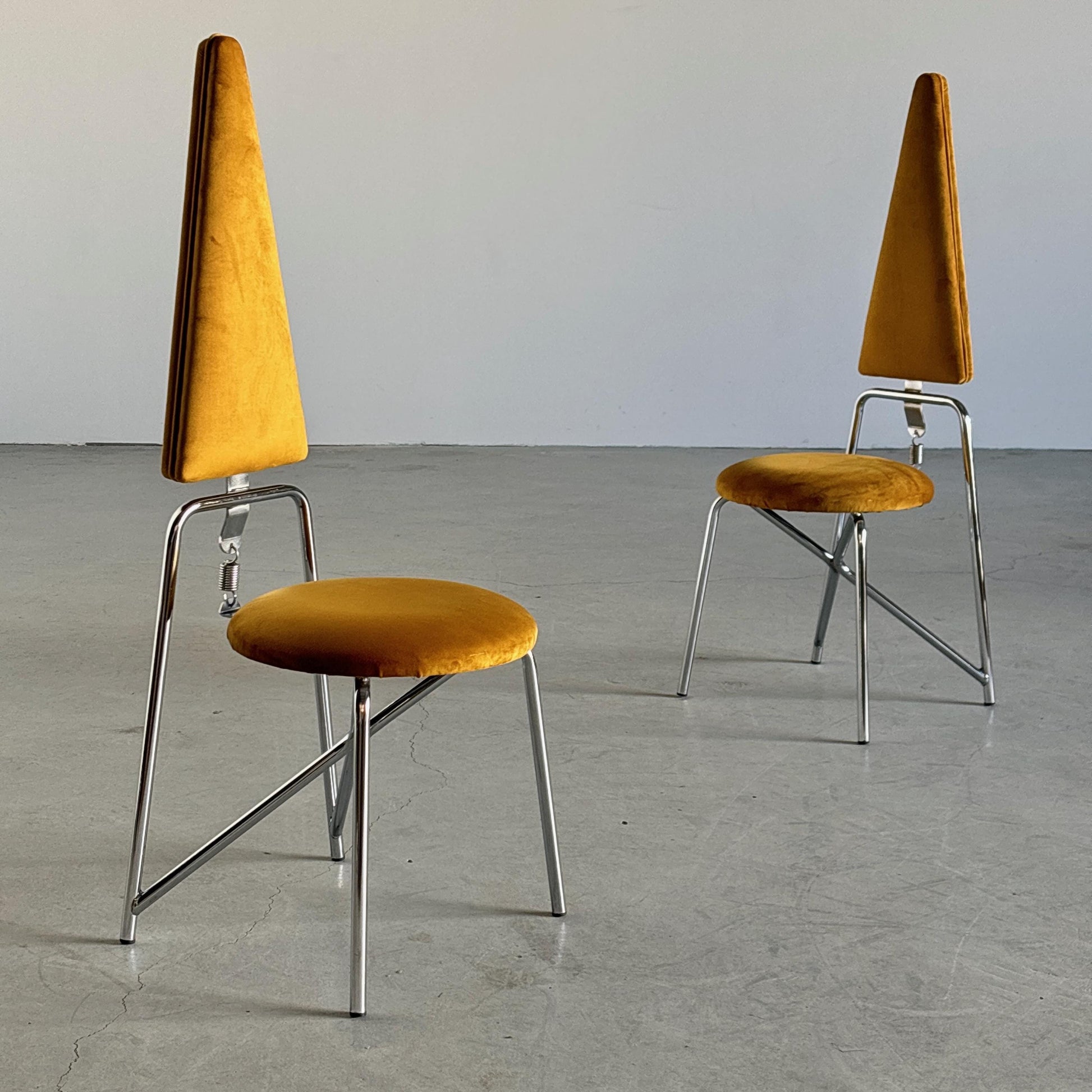 Vintage Set von 2 Esszimmerstuhl von Rach Finazzi für Rach Finazzi Chrom Gold