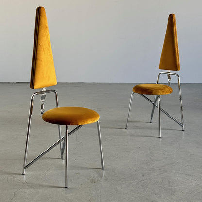 Vintage Set von 2 Esszimmerstuhl von Rach Finazzi für Rach Finazzi Chrom Gold