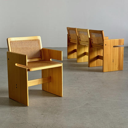 Vintage Sessel Kiefer und Rohrgeflecht naturfarben helles Naturholz
