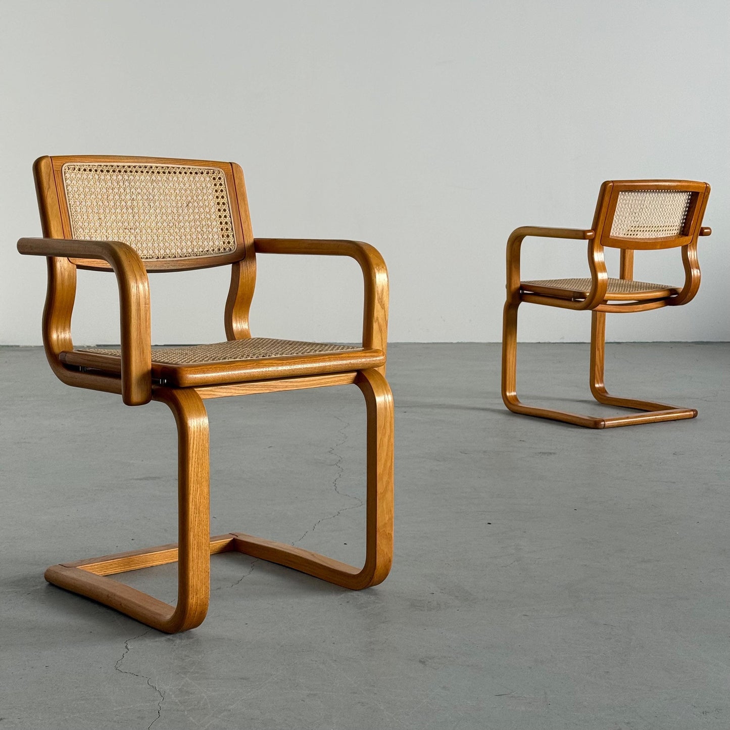 Vintage Armlehnstuhl von Lübke für Lübke Bugholz Wiener Geflecht braun beige