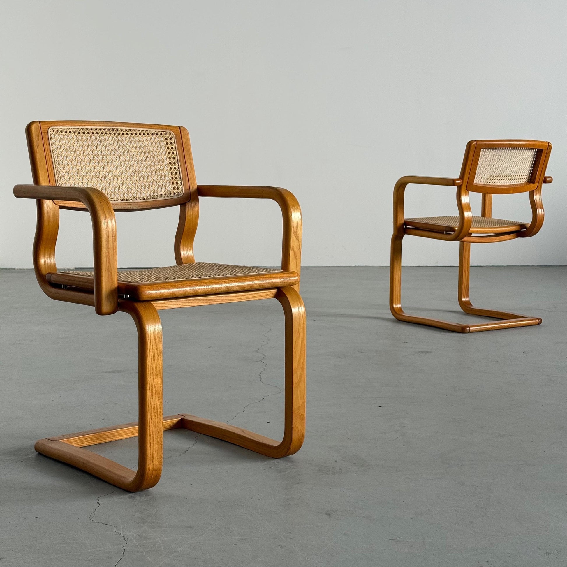 Vintage Armlehnstuhl von Lübke für Lübke Bugholz Wiener Geflecht braun beige