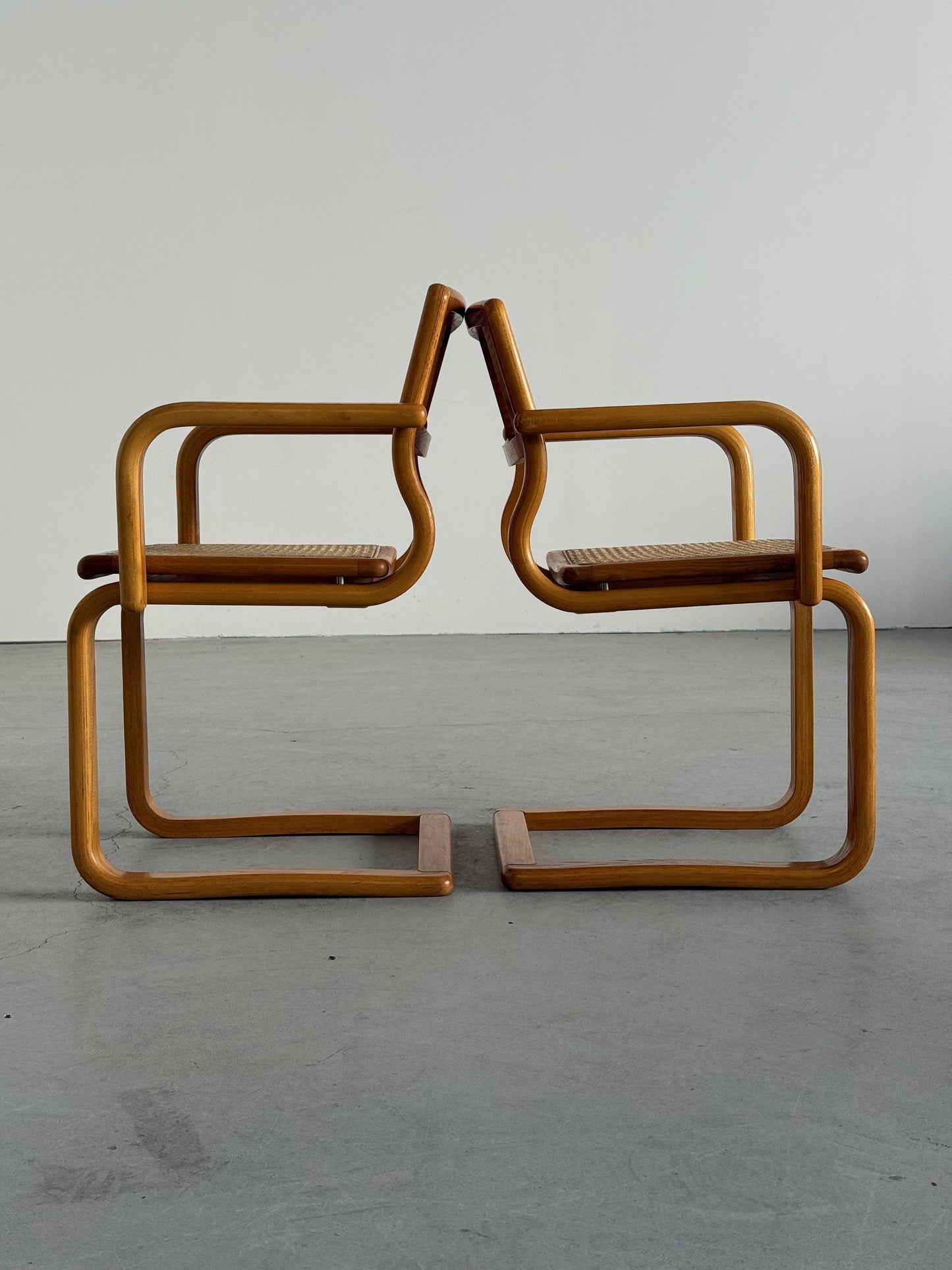 Vintage Armlehnstuhl von Lübke für Lübke Bugholz Wiener Geflecht braun beige