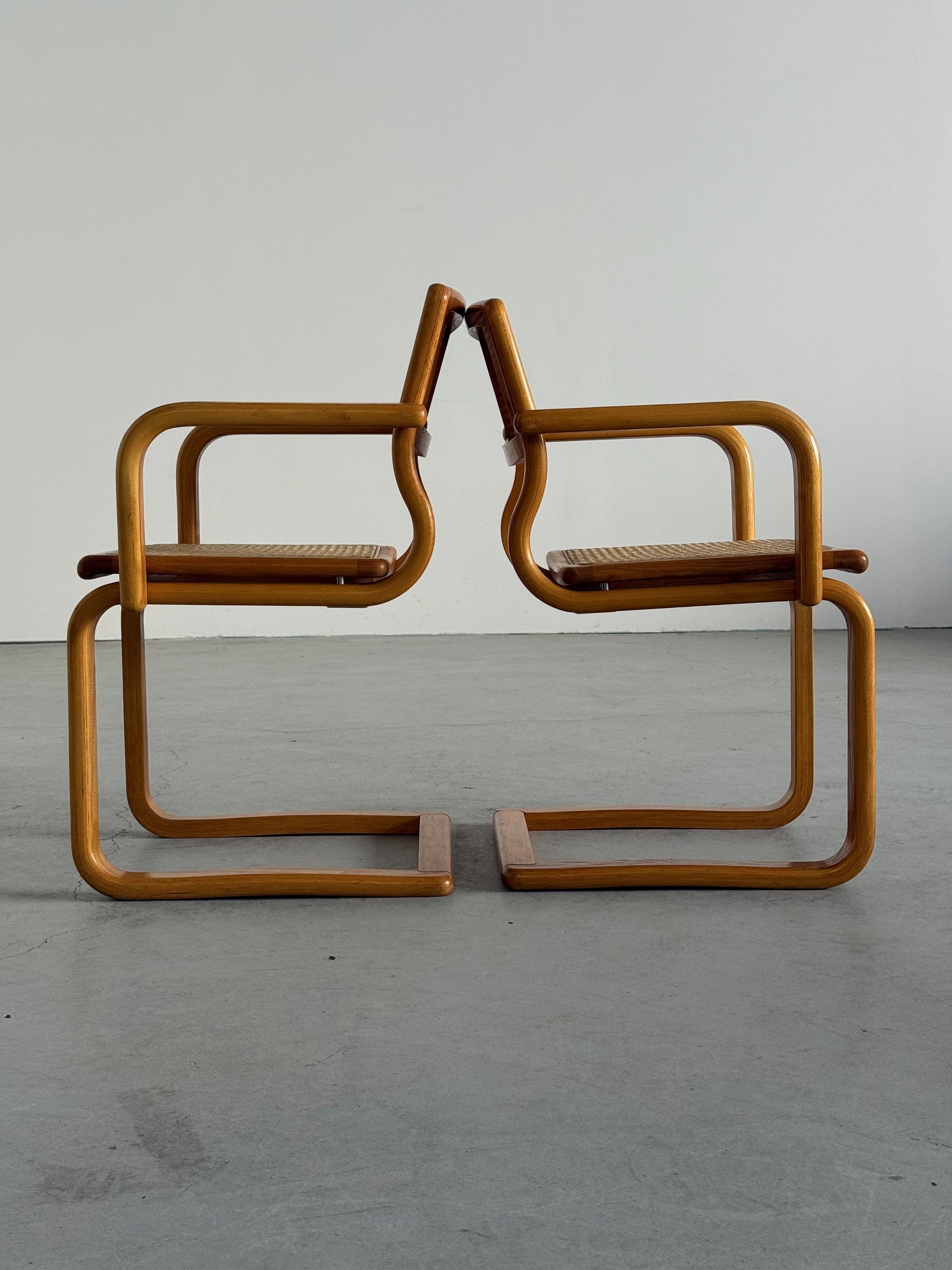 Vintage Armlehnstuhl von Lübke für Lübke Bugholz Wiener Geflecht braun beige