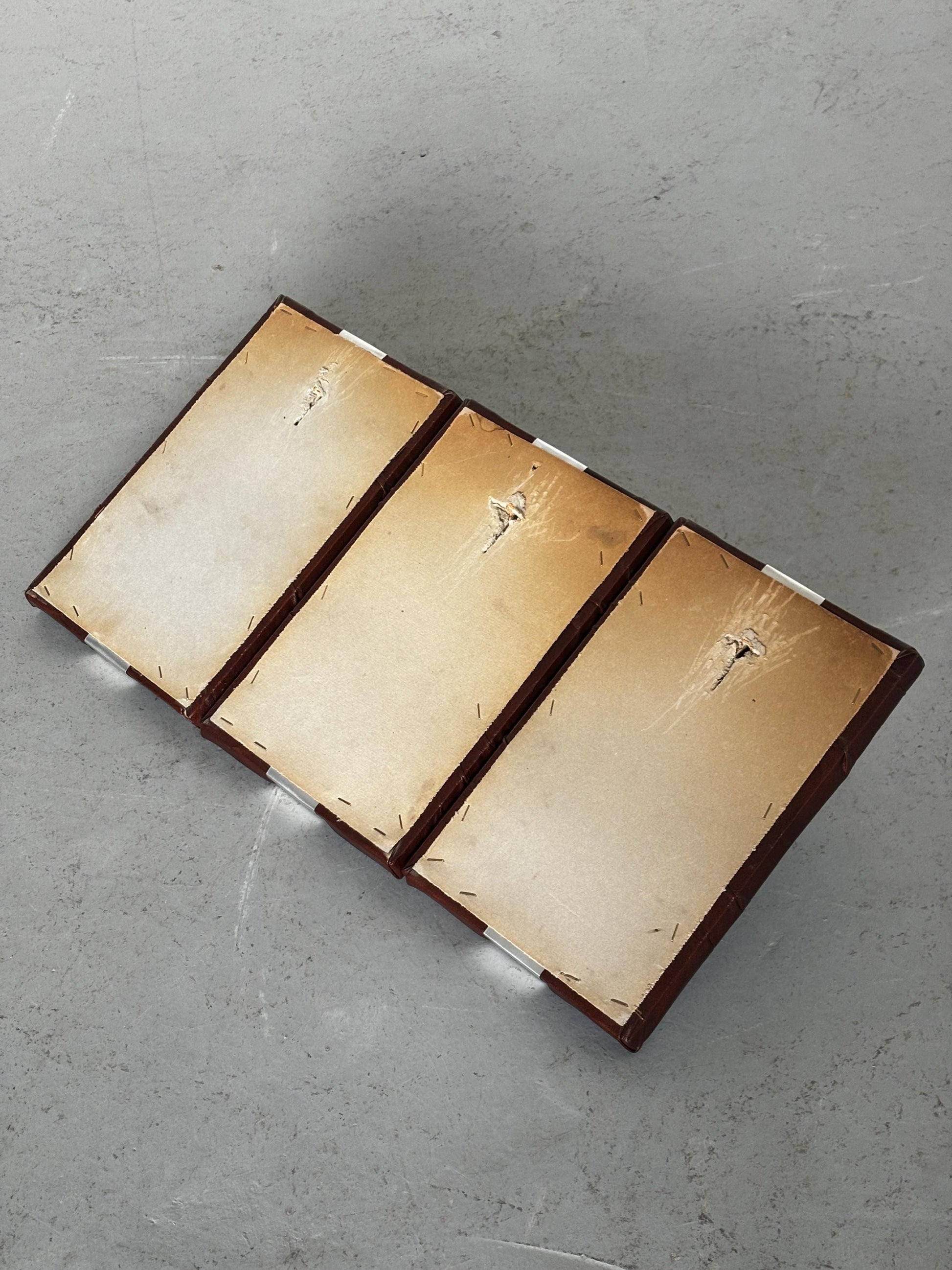 Vintage Set von 3 Garderobenleiste Wandmontage Chrom und Leder braun Italien 1970er