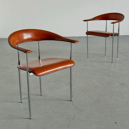 Vintage Set von 2 Stuhl P40 von Giancarlo Vegni und Gianfranco Gualtierotti für Fasem Cognac